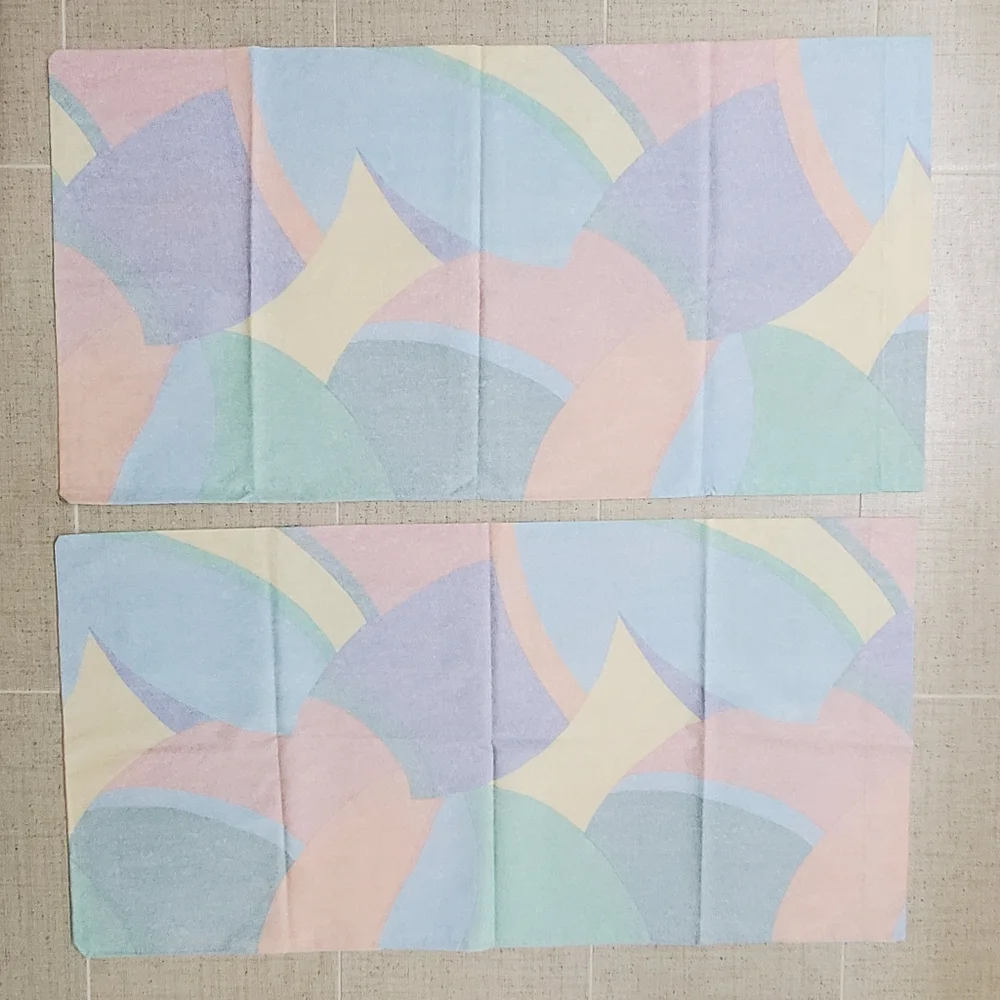 Vintage Springs Industries Pastel King Pillow Case Set 2, Pink/Purple, Like New